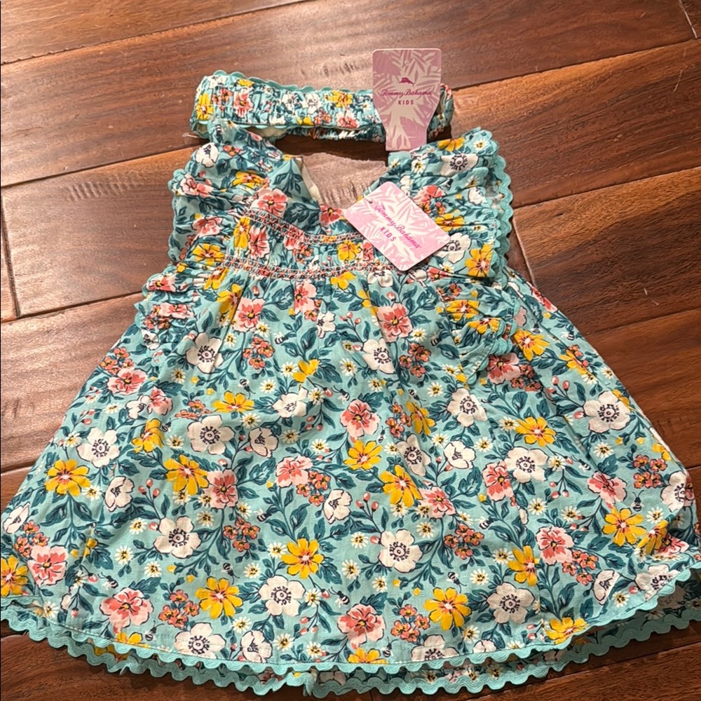 Tommy Bahama Kids Floral Dress with Yellow and Blue